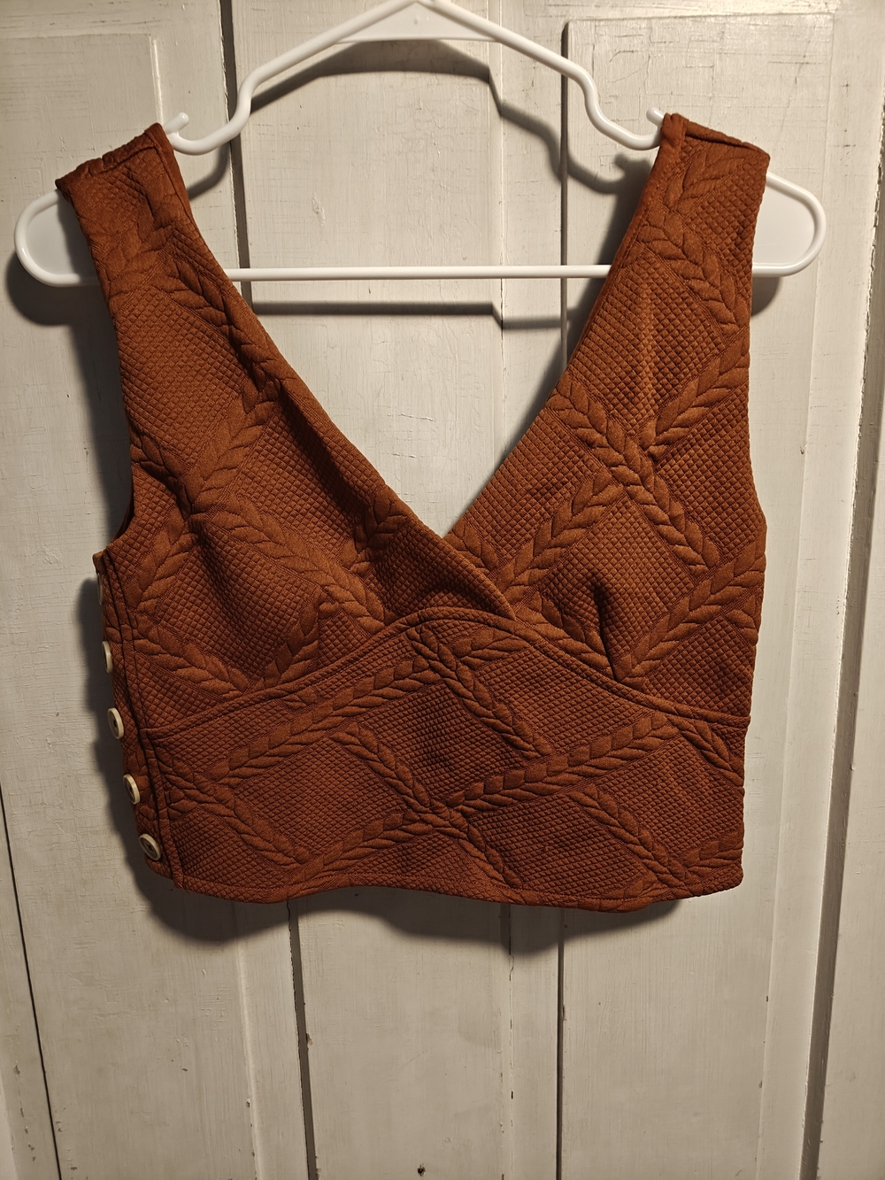 Maeve By Anthropologie Rust Textured Wrap Crop Top